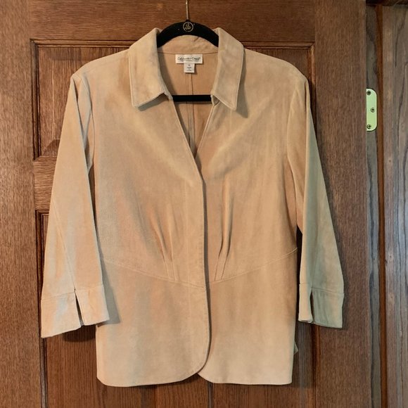 Coldwater Creek Jackets & Blazers - Coldwater Creek Suede Leather Blazer-Tan-Medium